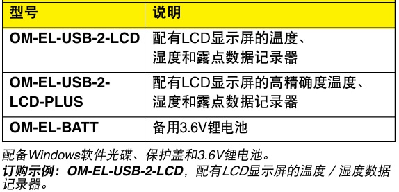 OMEGA奧米佳 OM-EL-USB-2-LCD溫度、濕度和露點數據記錄器 配有LCD顯示屏參數